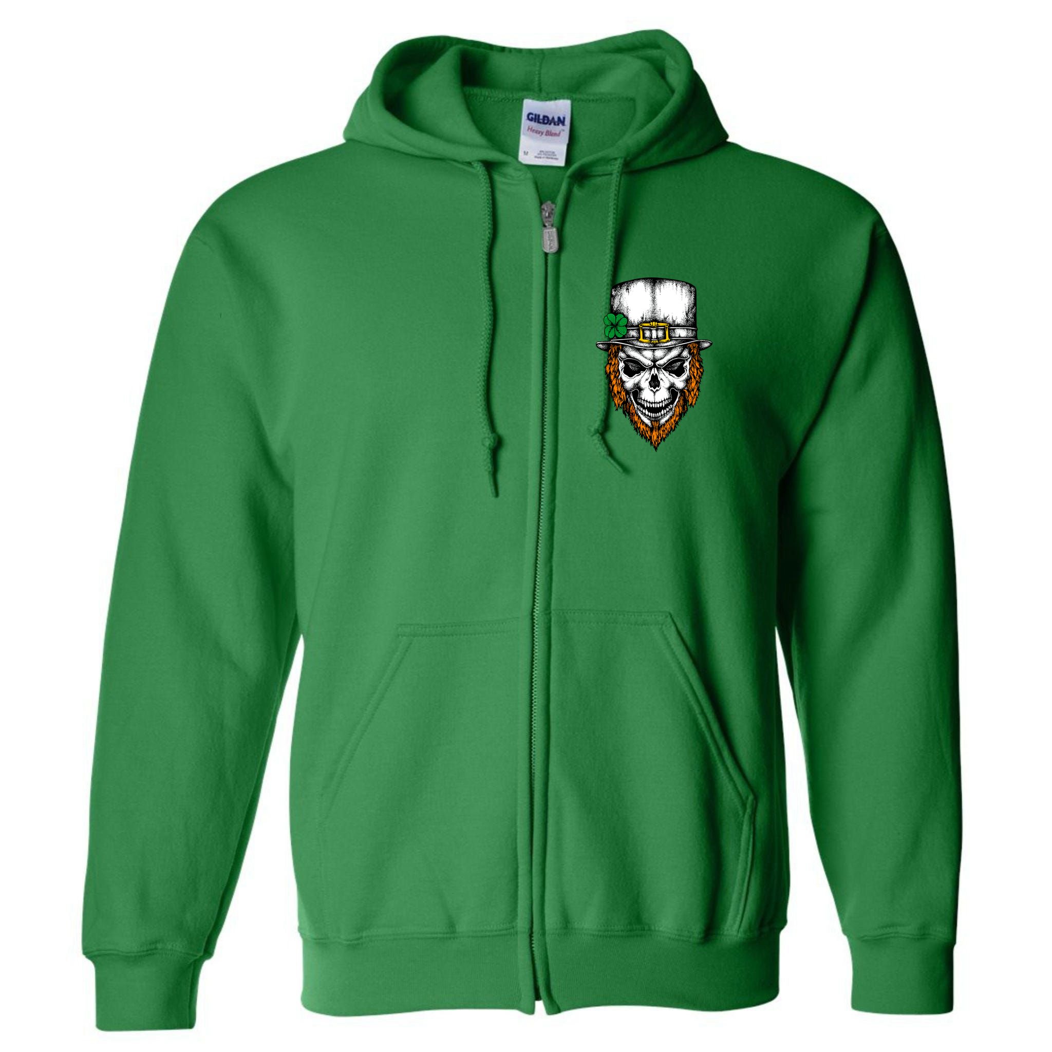 Leprechaun Irish Skull Skeleton Ginger Beard St. Patrick's Day Full Zip Hoodie