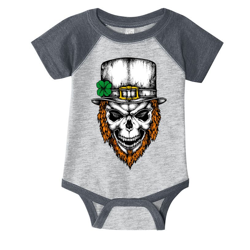 Leprechaun Irish Skull Skeleton Ginger Beard St. Patrick's Day Infant Baby Jersey Bodysuit