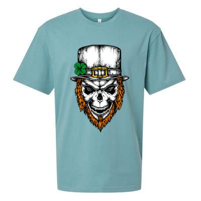 Leprechaun Irish Skull Skeleton Ginger Beard St. Patrick's Day Sueded Cloud Jersey T-Shirt