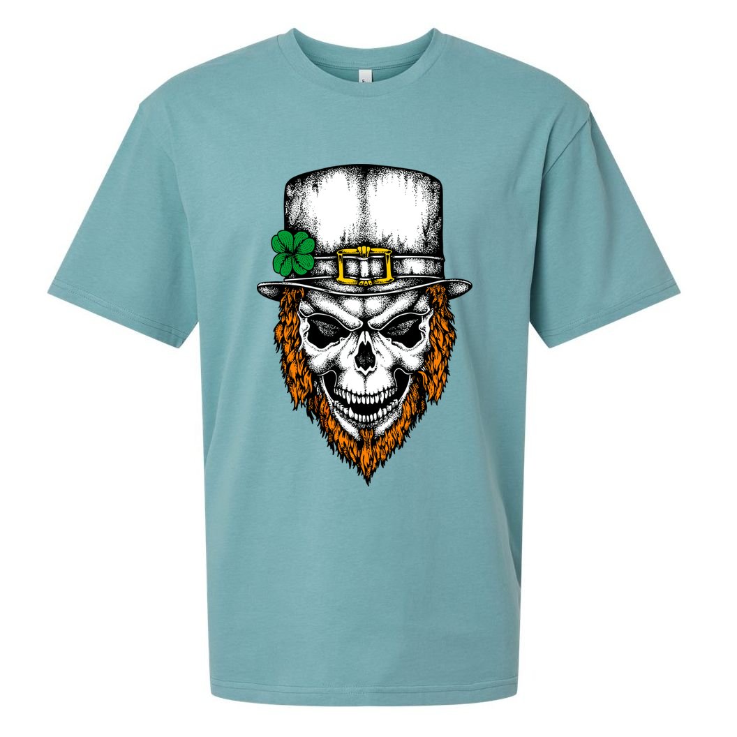 Leprechaun Irish Skull Skeleton Ginger Beard St. Patrick's Day Sueded Cloud Jersey T-Shirt