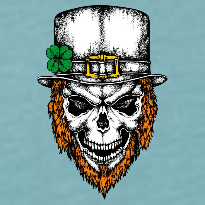 Leprechaun Irish Skull Skeleton Ginger Beard St. Patrick's Day Sueded Cloud Jersey T-Shirt