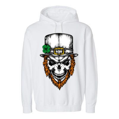 Leprechaun Irish Skull Skeleton Ginger Beard St. Patrick's Day Garment-Dyed Fleece Hoodie