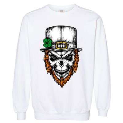 Leprechaun Irish Skull Skeleton Ginger Beard St. Patrick's Day Garment-Dyed Sweatshirt