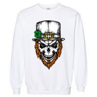 Leprechaun Irish Skull Skeleton Ginger Beard St. Patrick's Day Garment-Dyed Sweatshirt