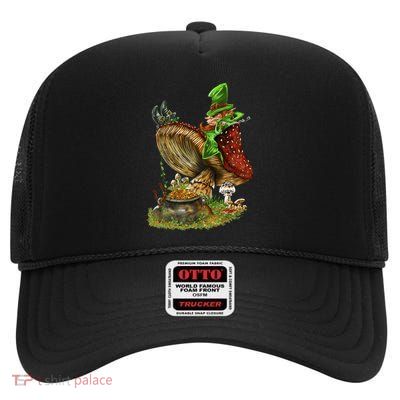 Leprechaun Mushroom High Crown Mesh Back Trucker Hat
