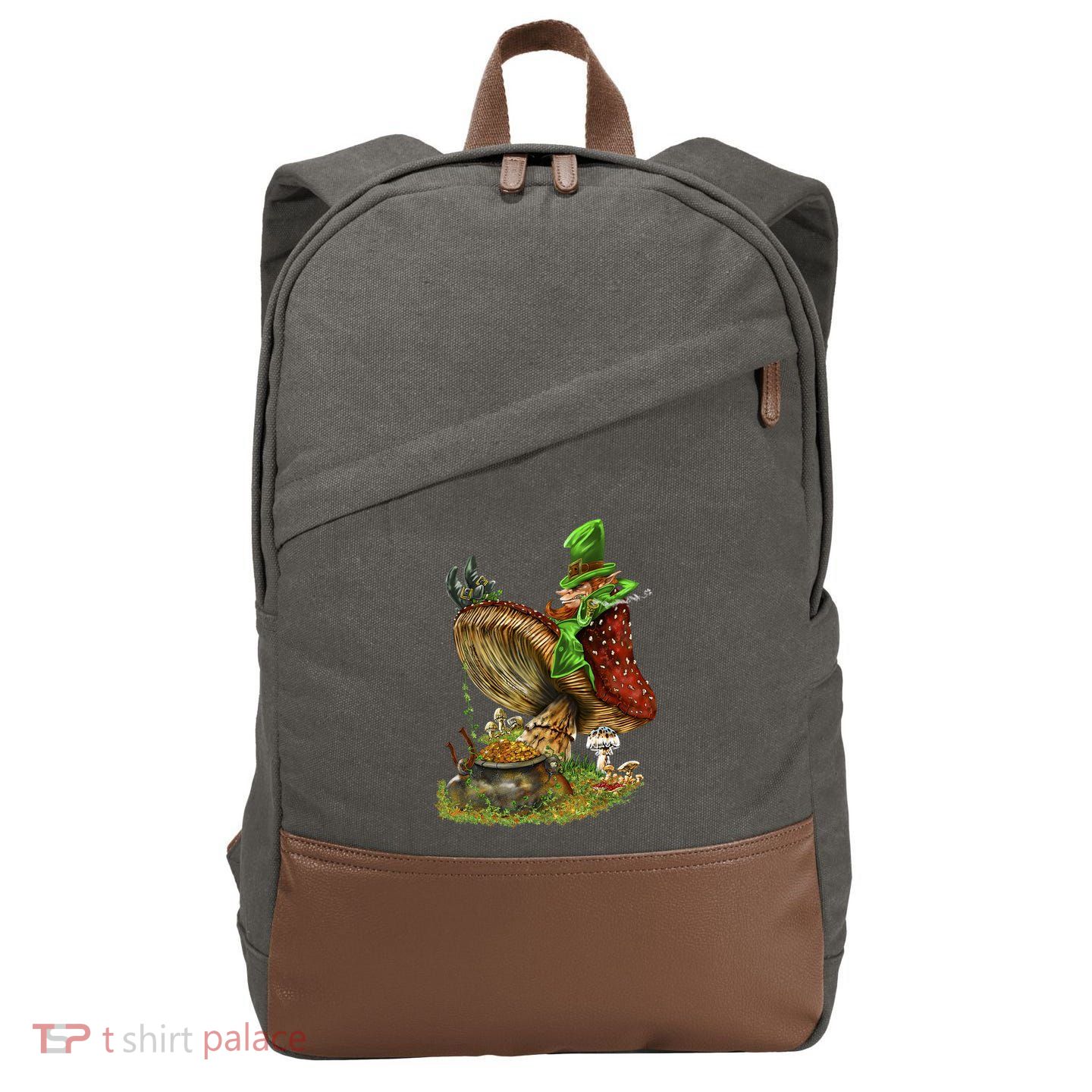 Leprechaun Mushroom Cotton Canvas Backpack