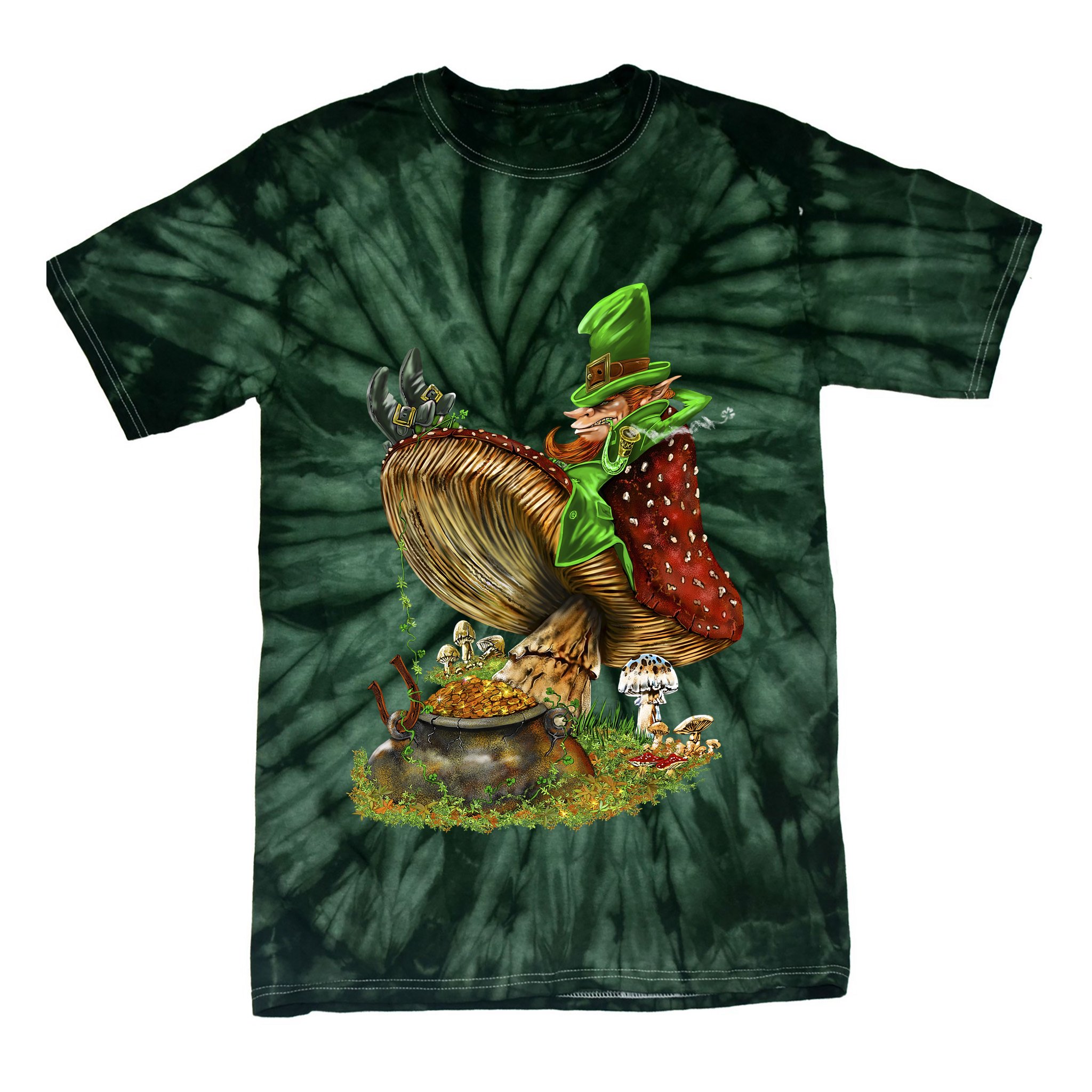 Leprechaun Mushroom Tie-Dye T-Shirt