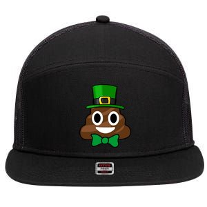 Leprechaun Poop Emoji Smiley Funny St. Patrick's Day 7 Panel Mesh Trucker Snapback Hat