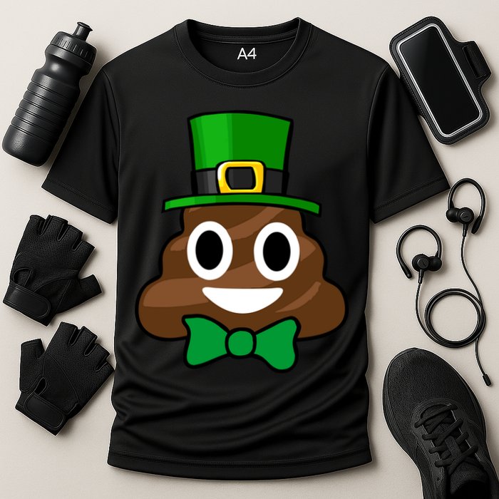 Leprechaun Poop Emoji Smiley Funny St. Patrick's Day Cooling Performance Crew T-Shirt