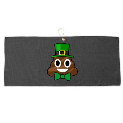 Leprechaun Poop Emoji Smiley Funny St. Patrick's Day Large Microfiber Waffle Golf Towel