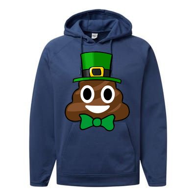 Leprechaun Poop Emoji Smiley Funny St. Patrick's Day Performance Fleece Hoodie