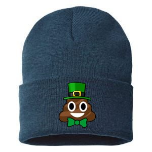 Leprechaun Poop Emoji Smiley Funny St. Patrick's Day Sustainable Knit Beanie