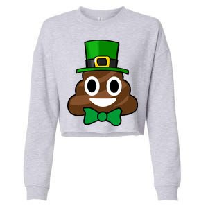 Leprechaun Poop Emoji Smiley Funny St. Patrick's Day Cropped Pullover Crew