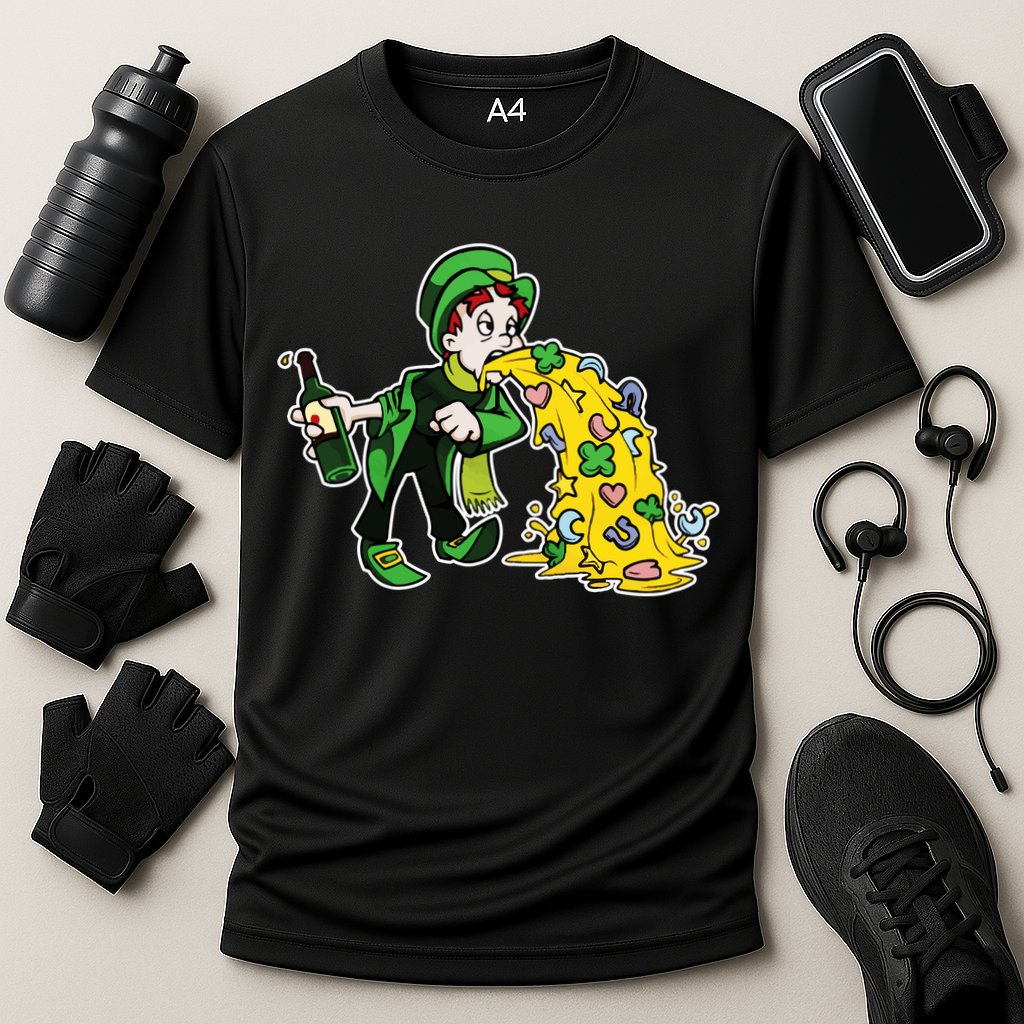 Leprechaun Puking St. Patrick's Day Drinking Performance Shirt
