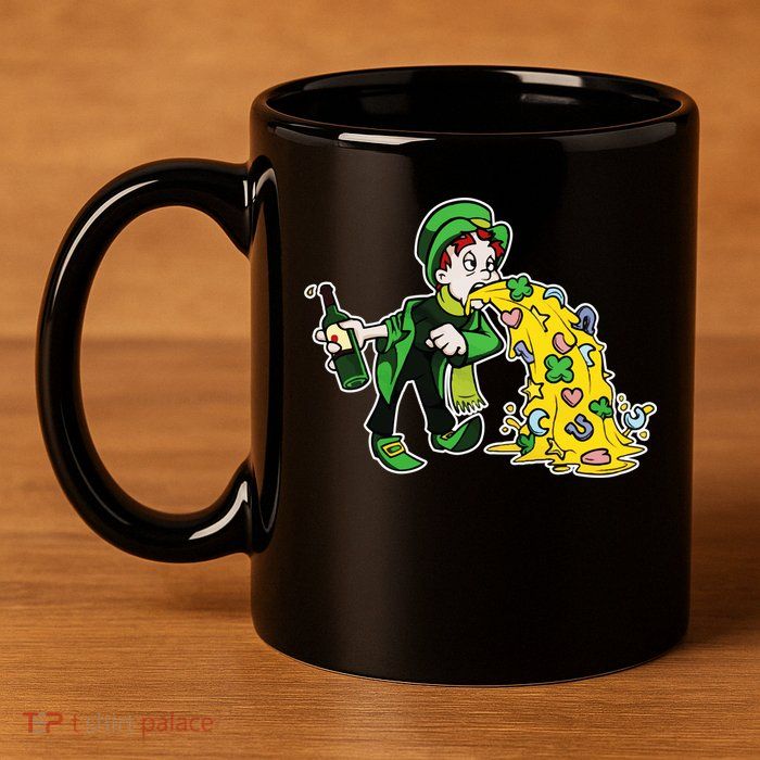 Leprechaun Puking St. Patrick's Day Drinking 11oz C Handle Ceramic Mug