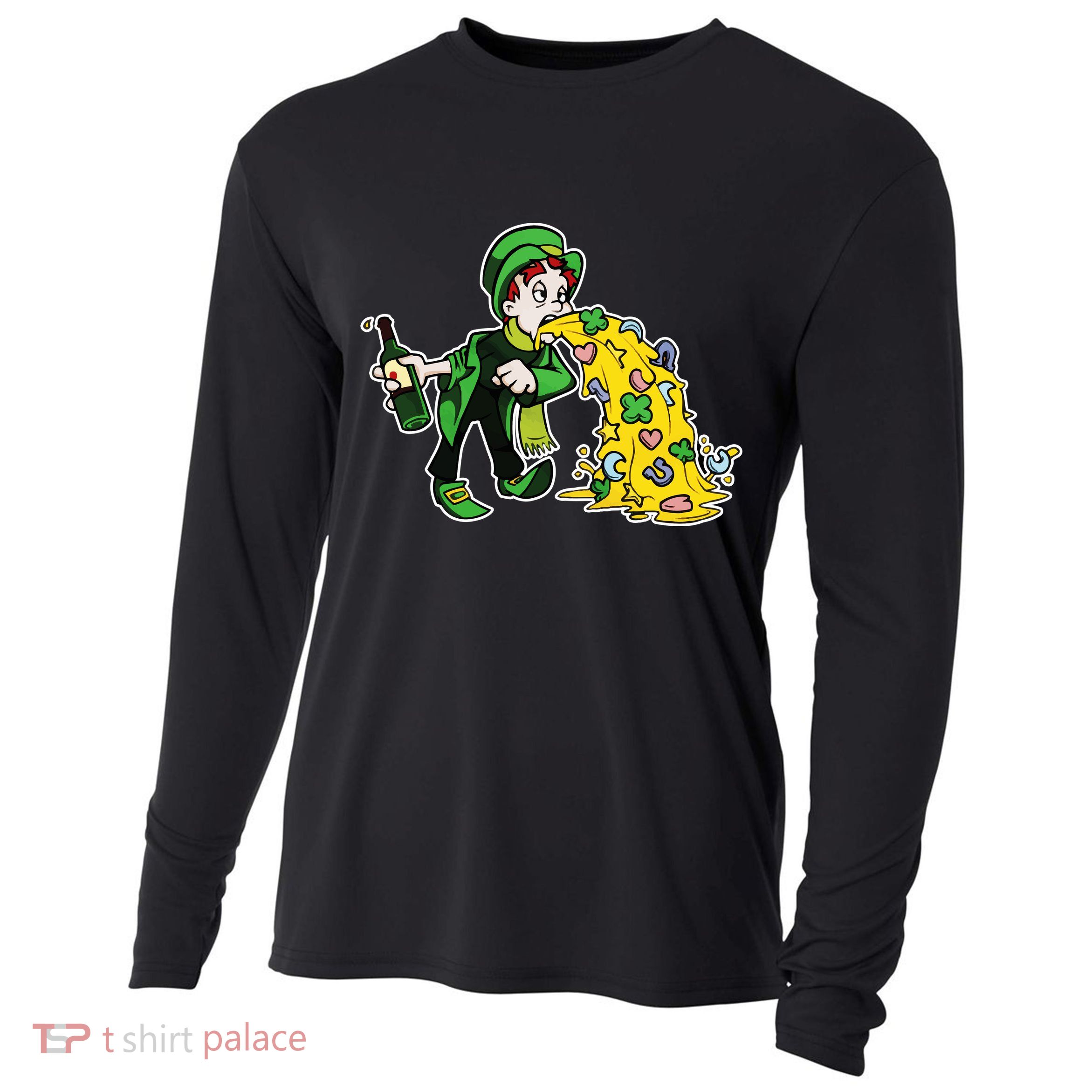 Leprechaun Puking St. Patrick's Day Drinking Cooling Performance Long Sleeve Crew
