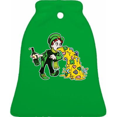 Leprechaun Puking St. Patrick's Day Drinking Ceramic Bell Ornament