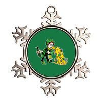 Leprechaun Puking St. Patrick's Day Drinking Metallic Star Ornament