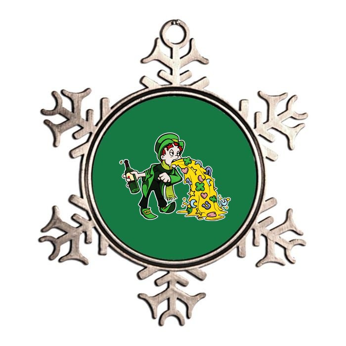 Leprechaun Puking St. Patrick's Day Drinking Metallic Star Ornament