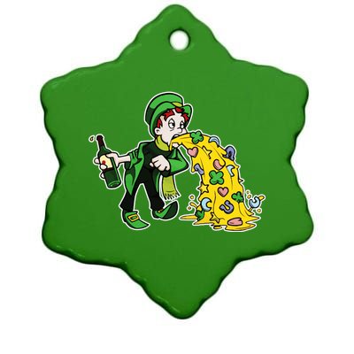 Leprechaun Puking St. Patrick's Day Drinking Ceramic Star Ornament