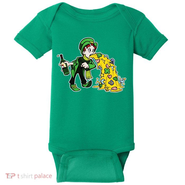 Leprechaun Puking St. Patrick's Day Drinking Baby Bodysuit