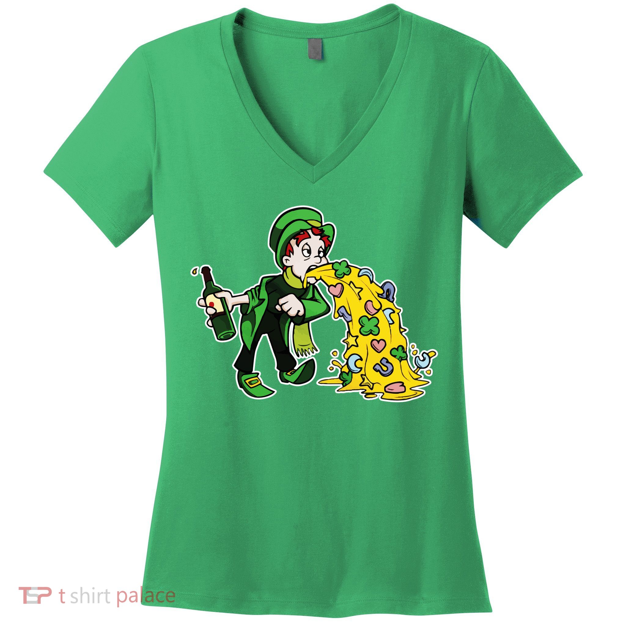 Leprechaun Puking St. Patrick's Day Drinking Women's V-Neck T-Shirt