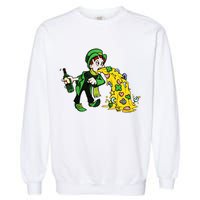 Leprechaun Puking St. Patrick's Day Drinking Garment-Dyed Sweatshirt