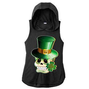 Leprechaun Sugar Irish Skull Ladies PosiCharge Tri-Blend Wicking Draft Hoodie Tank