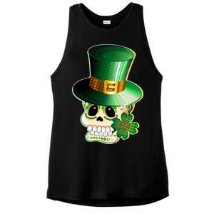 Leprechaun Sugar Irish Skull Ladies PosiCharge Tri-Blend Wicking Tank