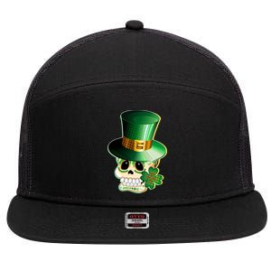 Leprechaun Sugar Irish Skull 7 Panel Mesh Trucker Snapback Hat