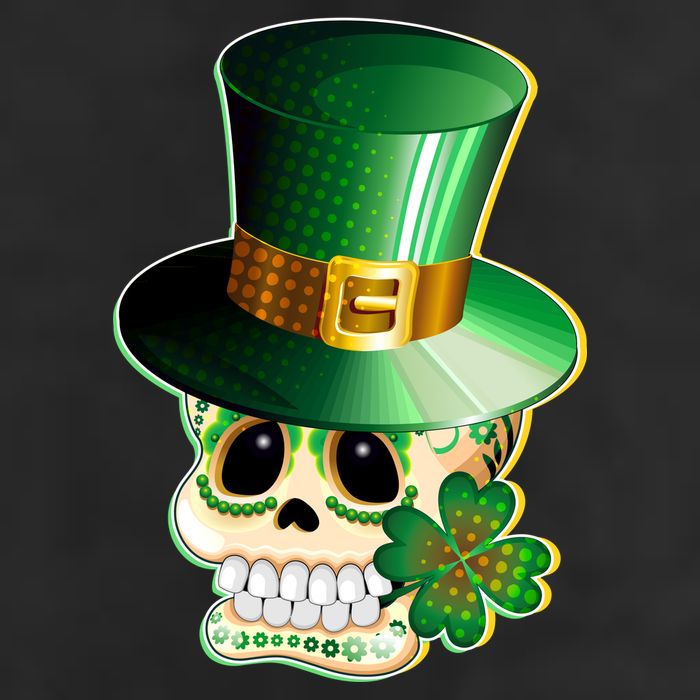Leprechaun Sugar Irish Skull 7 Panel Mesh Trucker Snapback Hat