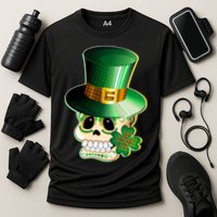 Leprechaun Sugar Irish Skull Cooling Performance Crew T-Shirt