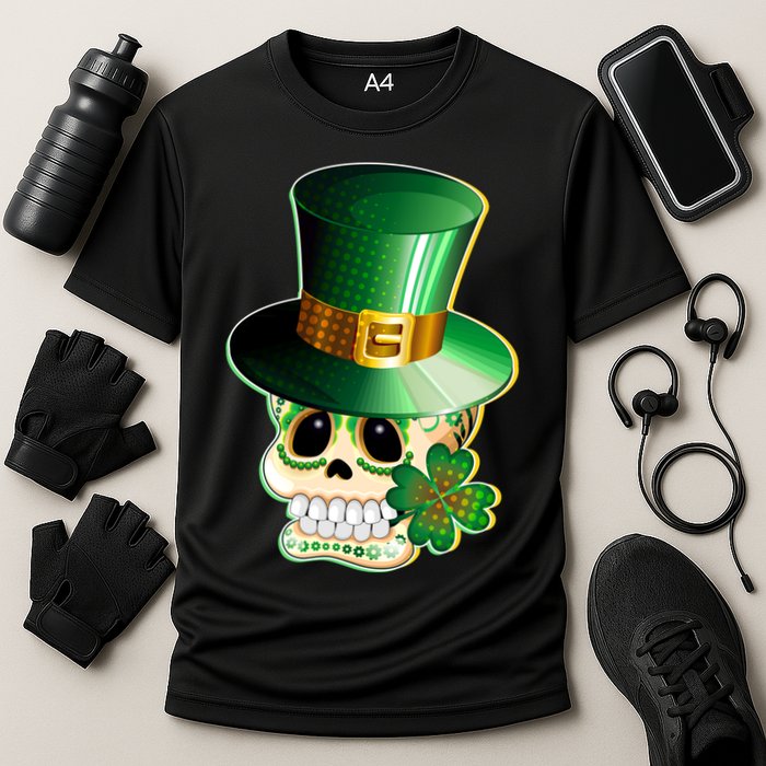 Leprechaun Sugar Irish Skull Cooling Performance Crew T-Shirt