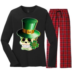 Leprechaun Sugar Irish Skull Women's Long Sleeve Flannel Pajama Set 