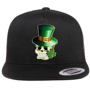 Leprechaun Sugar Irish Skull Flat Bill Trucker Hat