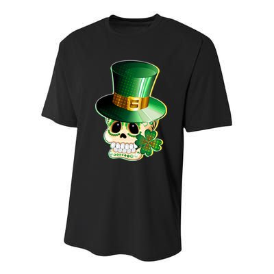 Leprechaun Sugar Irish Skull Youth Performance Sprint T-Shirt