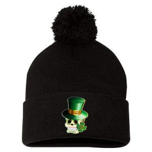 Leprechaun Sugar Irish Skull Pom Pom 12in Knit Beanie