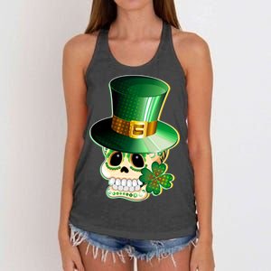 Leprechaun Sugar Irish Skull Women's Knotted Racerback Tank