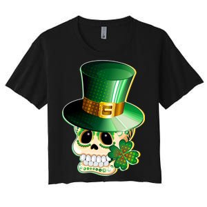 Leprechaun Sugar Irish Skull Women's Crop Top Tee