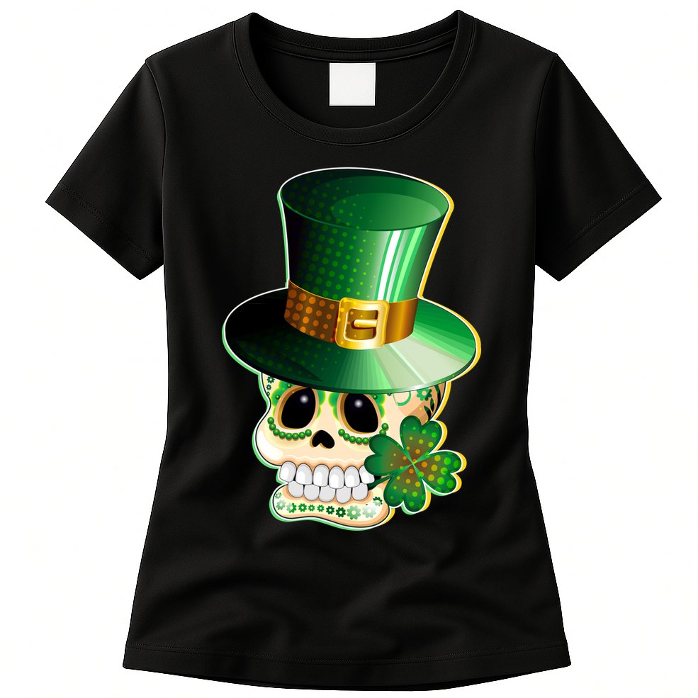 Leprechaun Sugar Irish Skull Womens T-Shirt