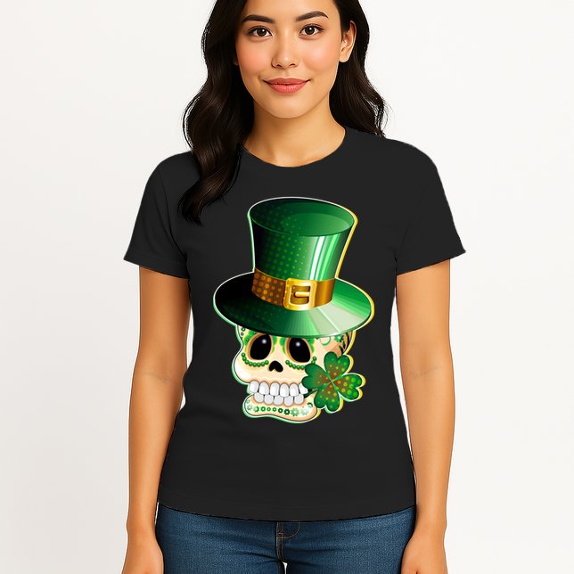 Leprechaun Sugar Irish Skull Womens T-Shirt
