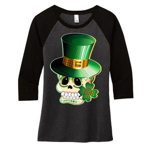 Leprechaun Sugar Irish Skull Women's Tri-Blend 3/4-Sleeve Raglan Shirt