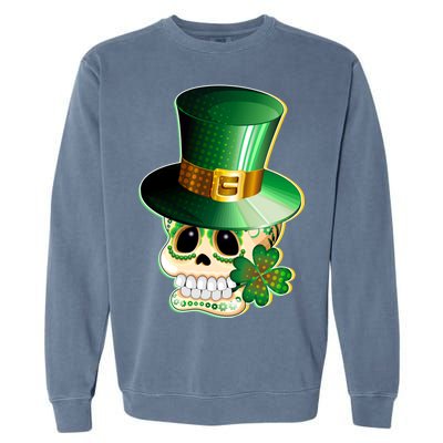 Leprechaun Sugar Irish Skull Garment-Dyed Sweatshirt