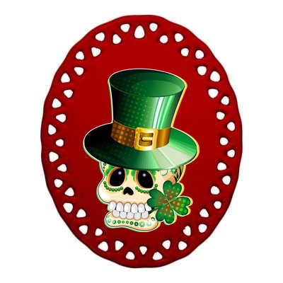 Leprechaun Sugar Irish Skull Ceramic Oval Ornament