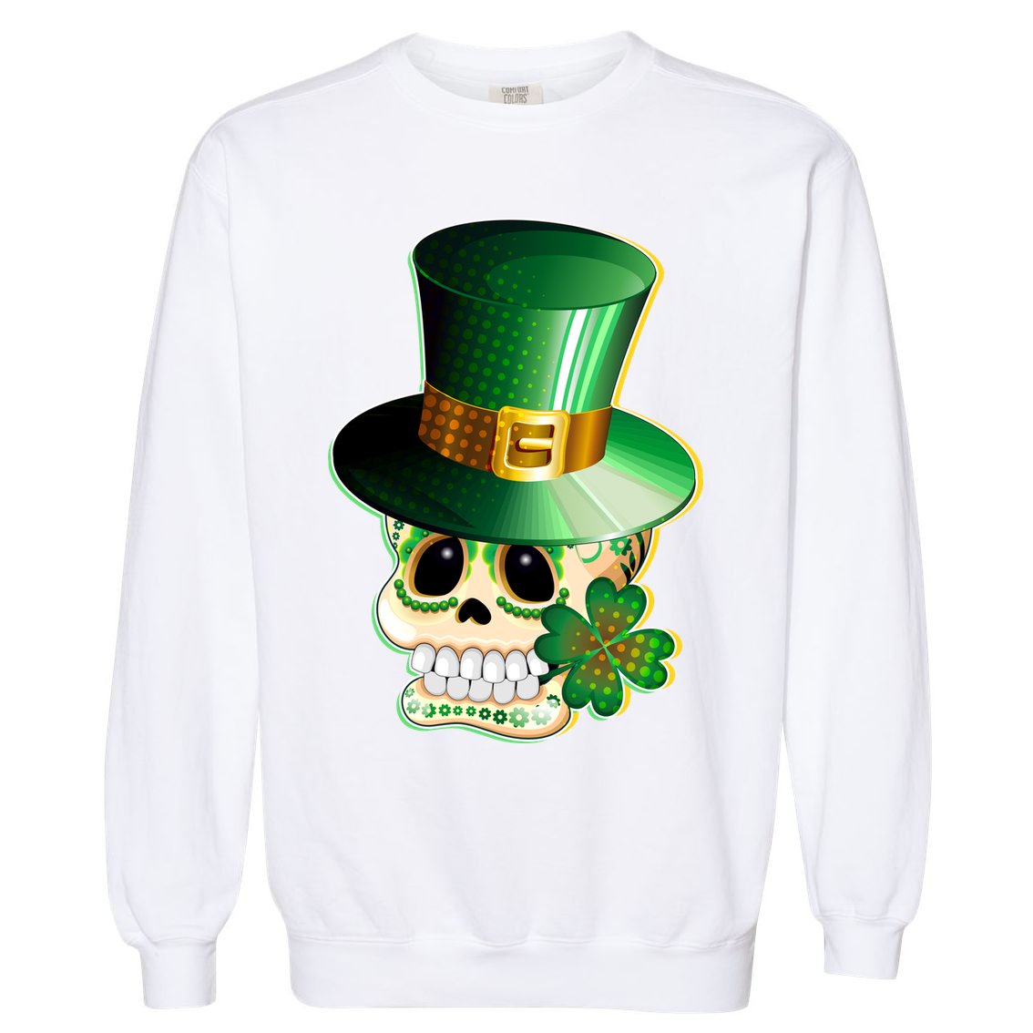 Leprechaun Sugar Irish Skull Garment-Dyed Sweatshirt