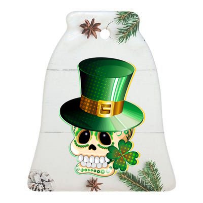 Leprechaun Sugar Irish Skull Ceramic Bell Ornament