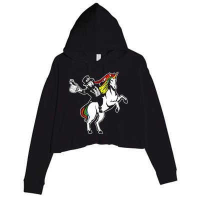 Leprechaun Unicorn St. Patrick's Day Crop Fleece Hoodie