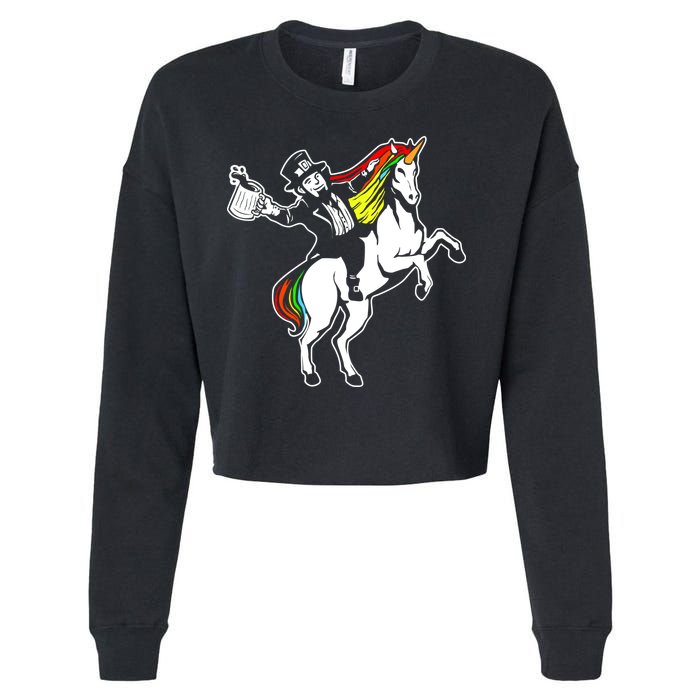 Leprechaun Unicorn St. Patrick's Day Cropped Pullover Crew