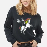 Leprechaun Unicorn St. Patrick's Day Cropped Pullover Crew