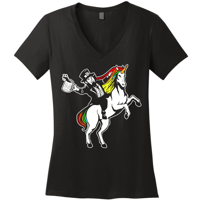 Leprechaun Unicorn St. Patrick's Day Women's V-Neck T-Shirt
